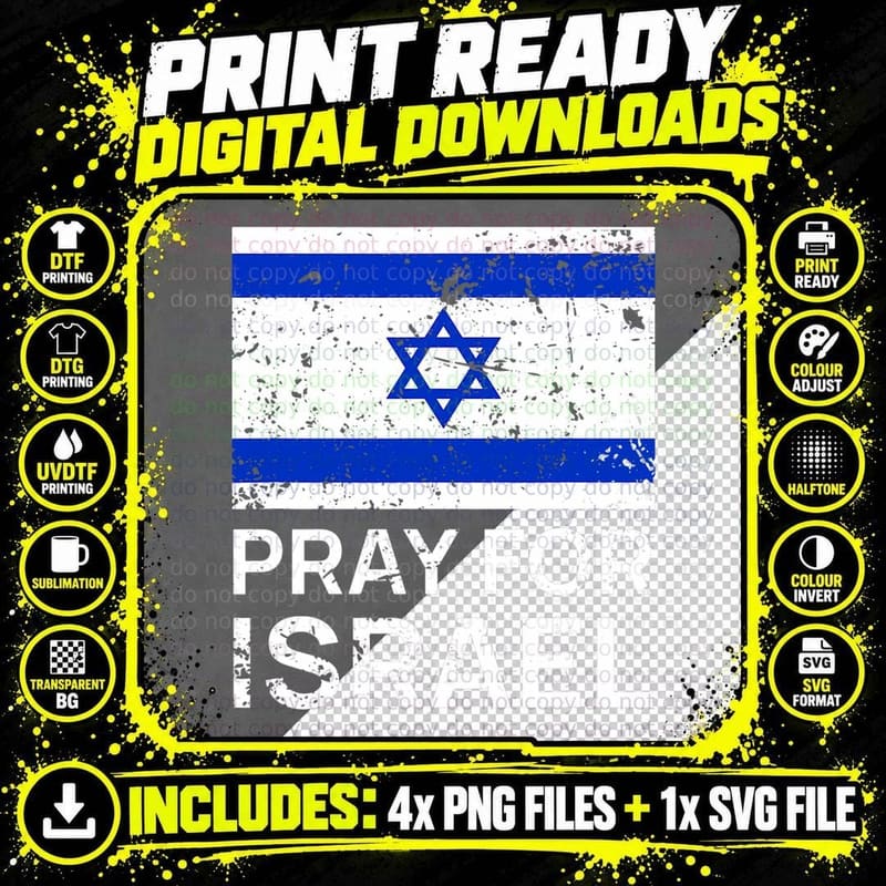 Pray for Israel 2021 Praying for Israeli Flag T-Shirt Png SVG Digital Bundle