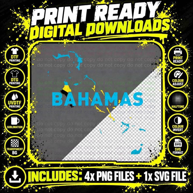 Proud Family and Patriotic Flag of Country Bahamas Png SVG Digital Bundle