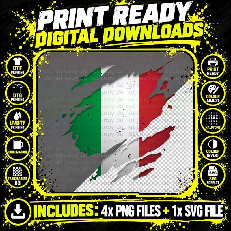 Proud Italian Shirts Italia Torn Ripped Italy Flag Png SVG Digital Bundle