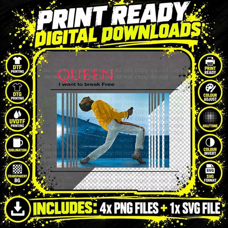 Queen I Want to Break Free, Graphic Gift, Graphic T-Shirt Png SVG Digital Bundle
