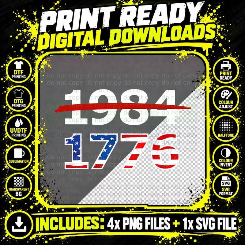 Resist 1984 and Return to 1776 Patriotic American Design Png SVG Digital Bundle