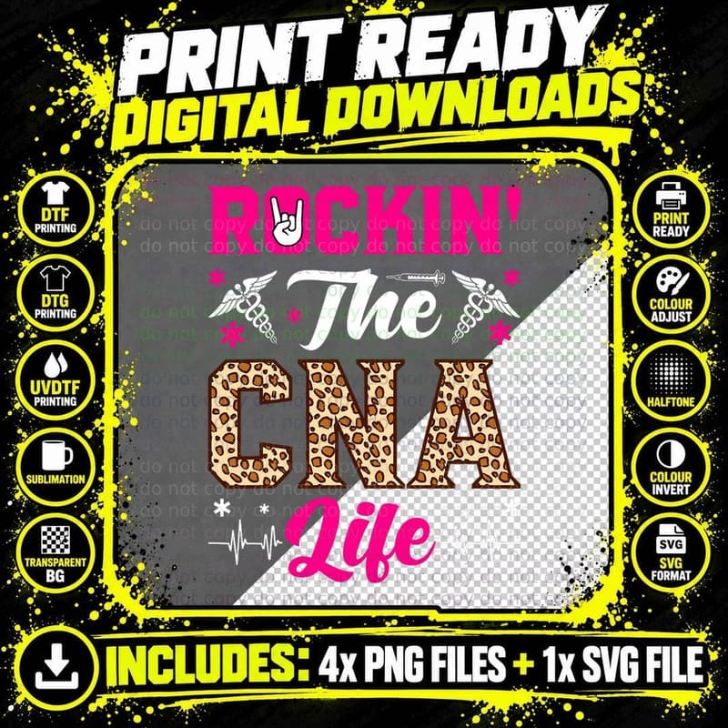 Rockin the CNA Life T-Shirt Png SVG Digital Bundle