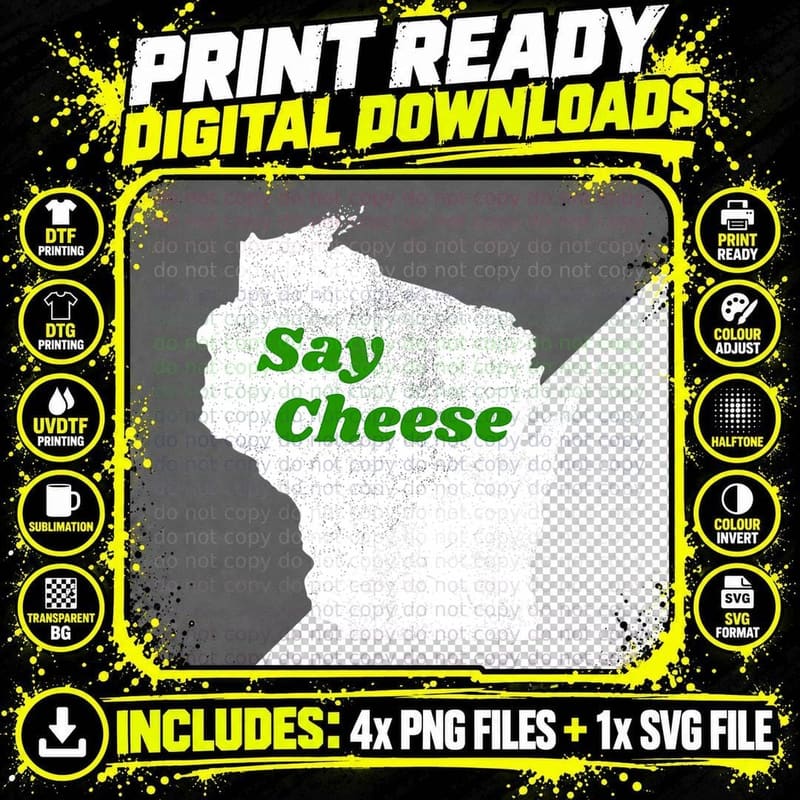 Say Cheese Lover Shirt Women Clothing Wisconsin Love Png SVG Digital Bundle