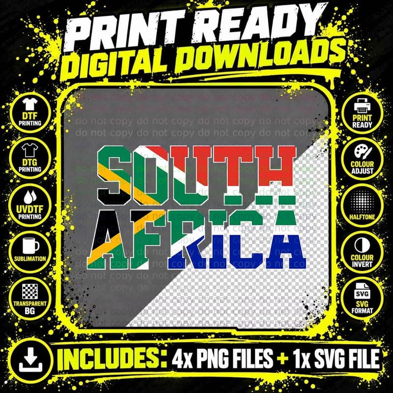 South Africa T Shirt African Country Flag Gift Patriotic Png SVG Digital Bundle