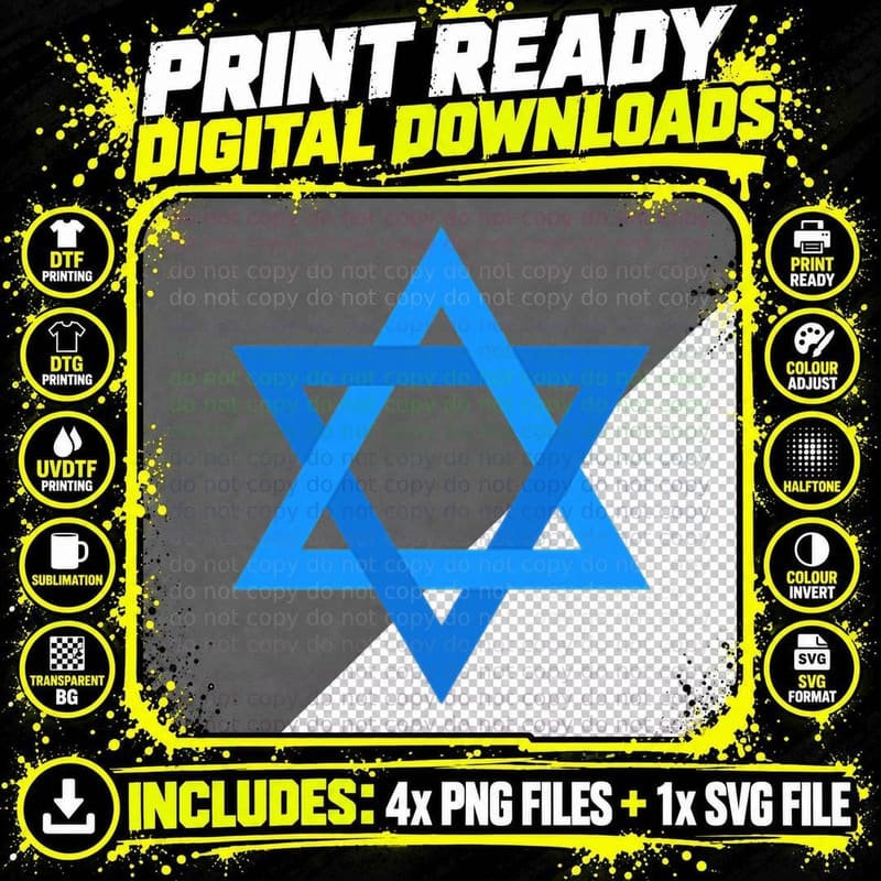 Star of David T Shirt - Israel Flag Jewish Symbol T-Shirt Png SVG Digital Bundle