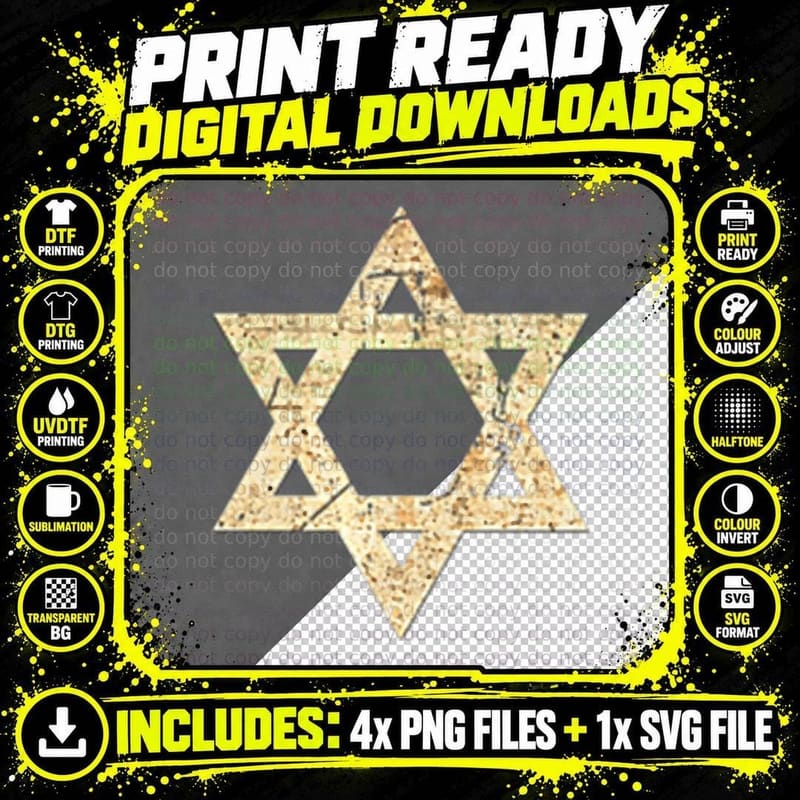 Star of David, Israeli Patriotic, American, Gift T-Shirt Png SVG Digital Bundle