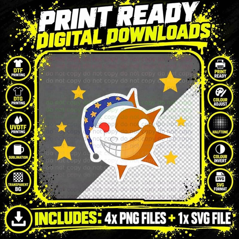 Sunrise and Moondrop Five Night Sun and Moon T-Shirt Png SVG Digital Bundle