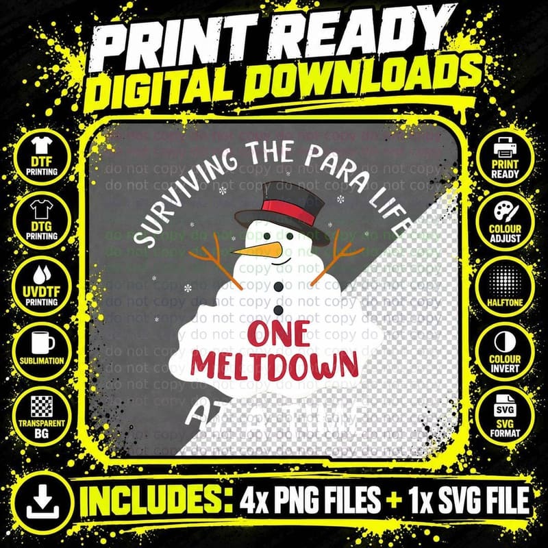Surviving the Para Life One Meltdown at a Time T-Shirt Png SVG Digital Bundle
