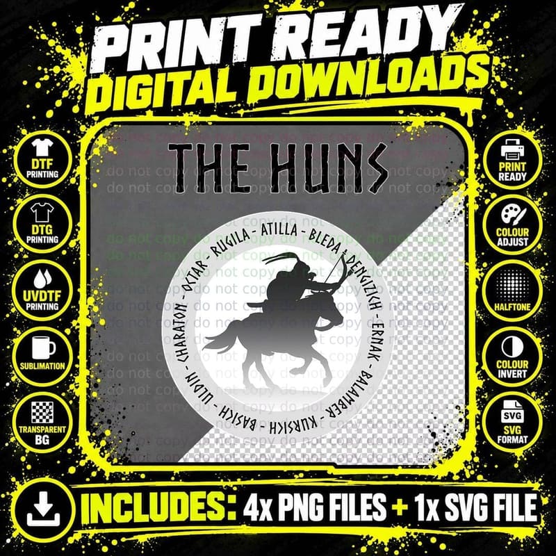 The Huns Leaders of the Huns Dark Ages History T-Shirt Png SVG Digital Bundle
