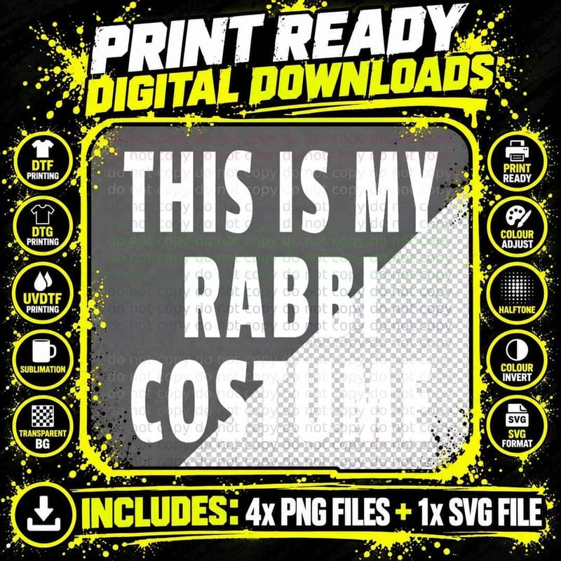 This Is My Rabbi Costume Purim Jewish Festival Jew Png SVG Digital Bundle