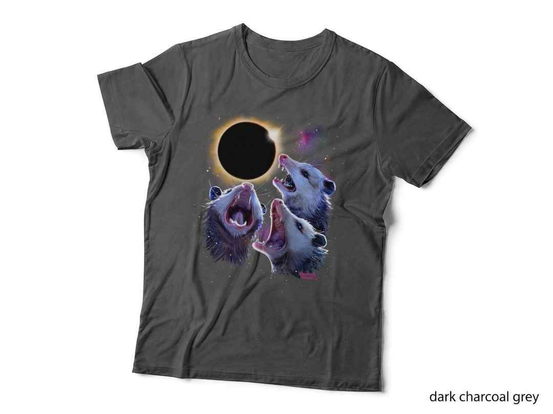 Three Possums Howling at Total Eclipse Moon Opossum T-Shirt