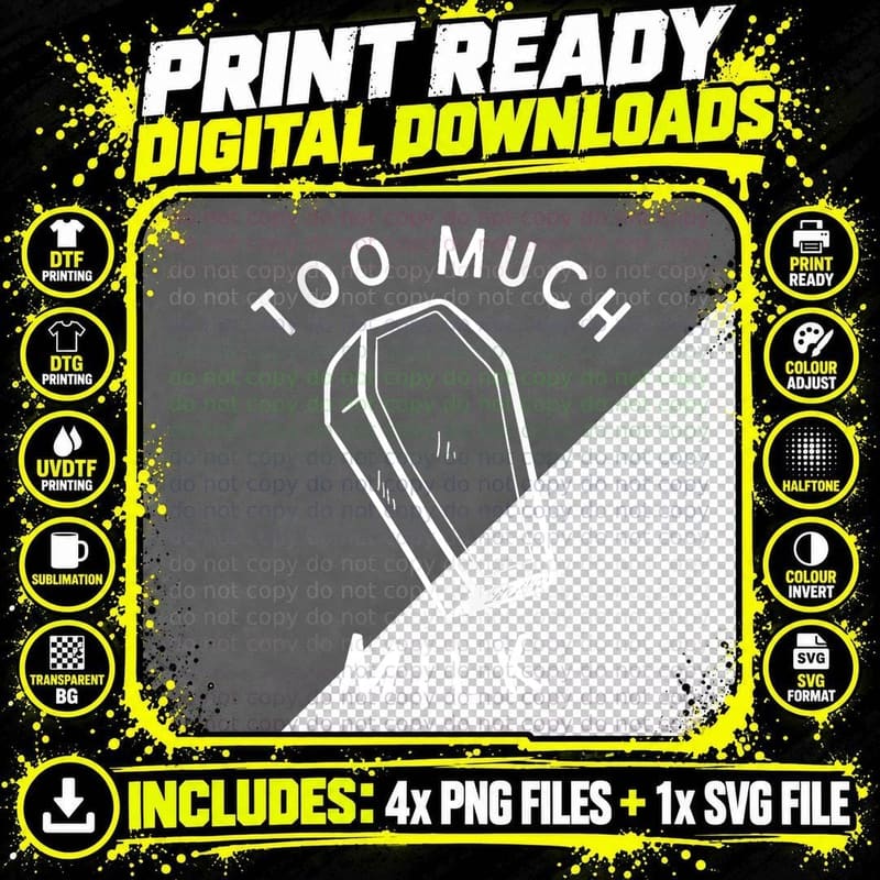 Too Much Milk Lactose Intolerant, Food, Lifestyle Png SVG Digital Bundle