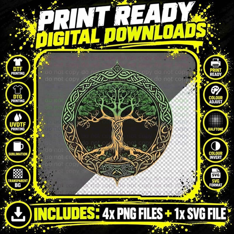 Tree of Life Yggdrasil T-Shirt Png SVG Digital Bundle
