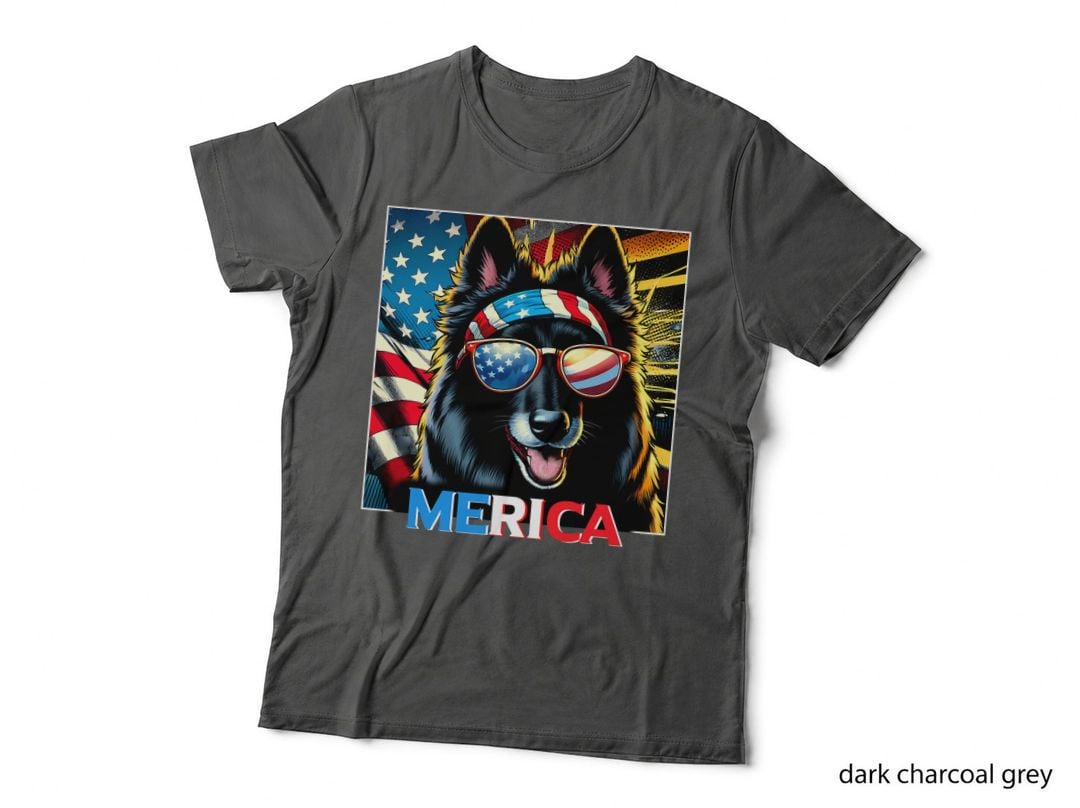 US Flag Patriotic Belgian Sheepdog T-Shirt