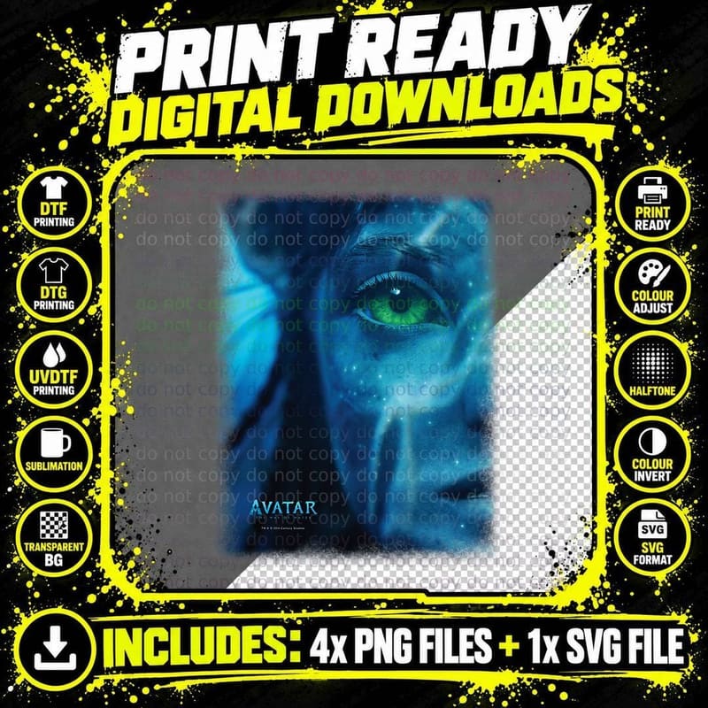 Avatar the Way of Water Neytiri Na'vi Underwater Half Png SVG Digital Bundle
