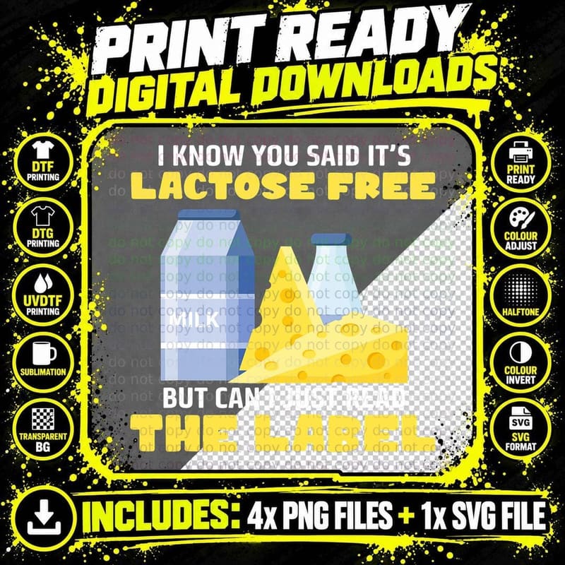 Can I Just Read the Label Lactose Intolerance Lactose Png SVG Digital Bundle