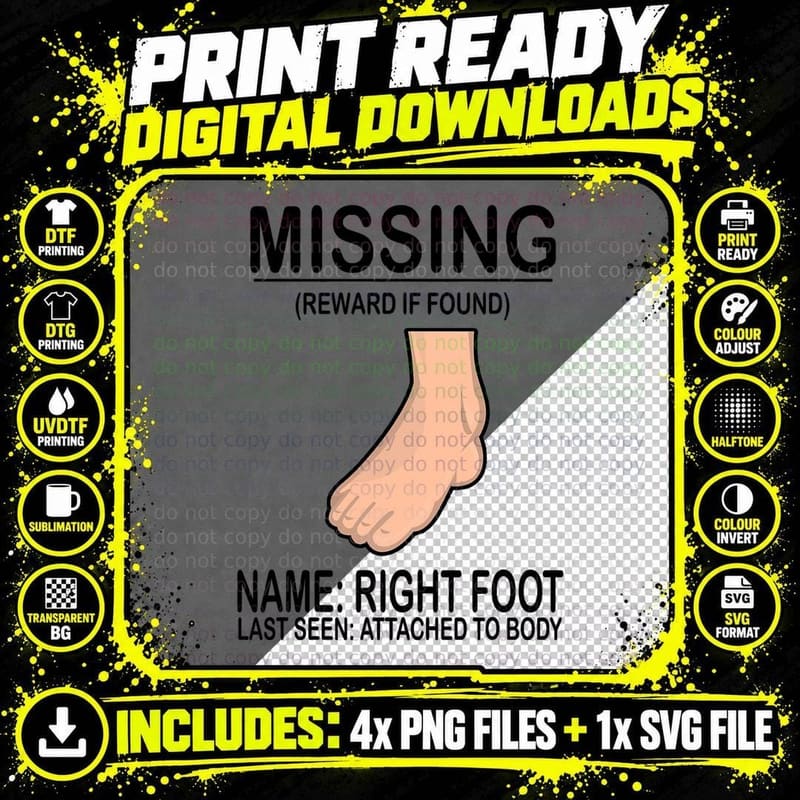 Cool Amputee Shirt - Missing Right Foot Tee Png SVG Digital Bundle