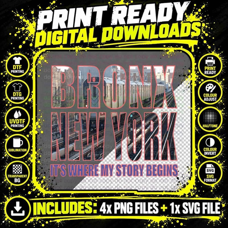 Cool Bronx New York Where My Story Begins Shirt T-Shirt Png SVG Digital Bundle
