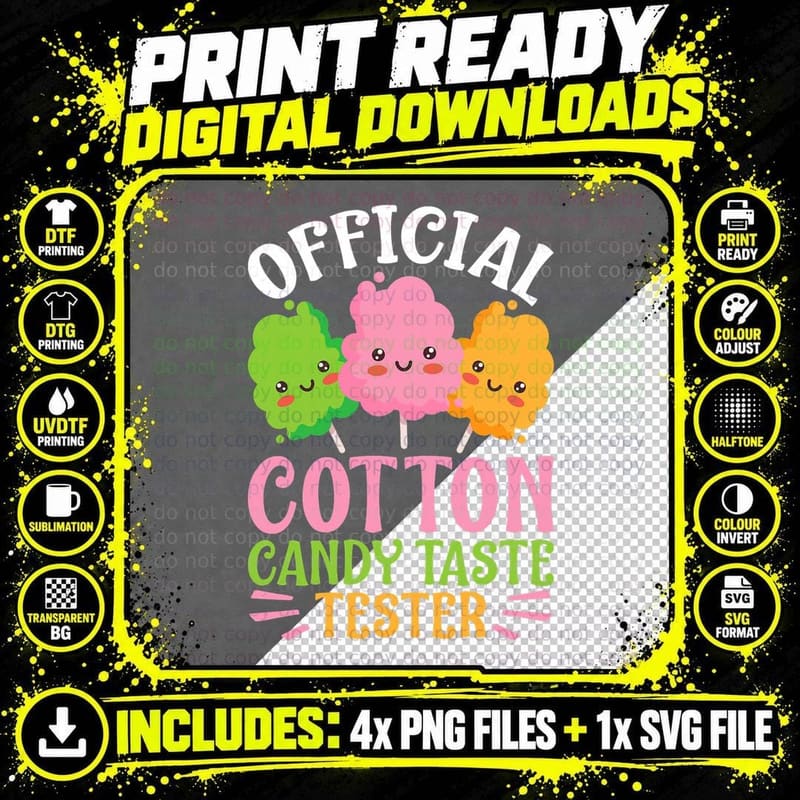 County Fair Official Cotton Candy Taste Tester T-Shirt Png SVG Digital Bundle