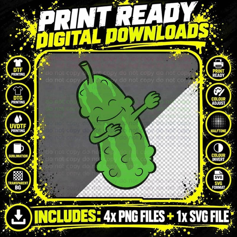 Cucumber Dabbing Pickle Dab Dancing Cucumber T-Shirt Png SVG Digital Bundle