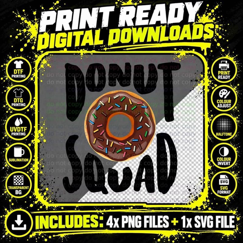 Donut Squad Shirt Cool Donut Lover T-Shirt Doughnut Gift Png SVG Digital Bundle