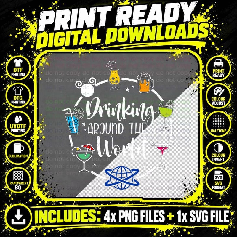 Drinki.ng Around the World T-Shirt Png SVG Digital Bundle