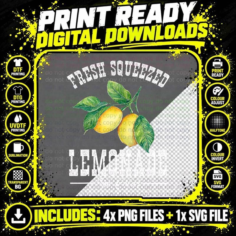 Fresh Squeezed Lemonade Crew Lemonade Stand Lemon Squad Png SVG Digital Bundle