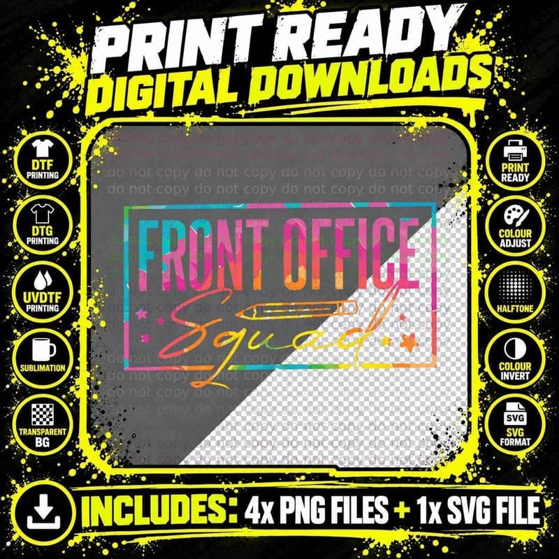 Front Office Squad, Admin Assistant T-Shirt Png SVG Digital Bundle