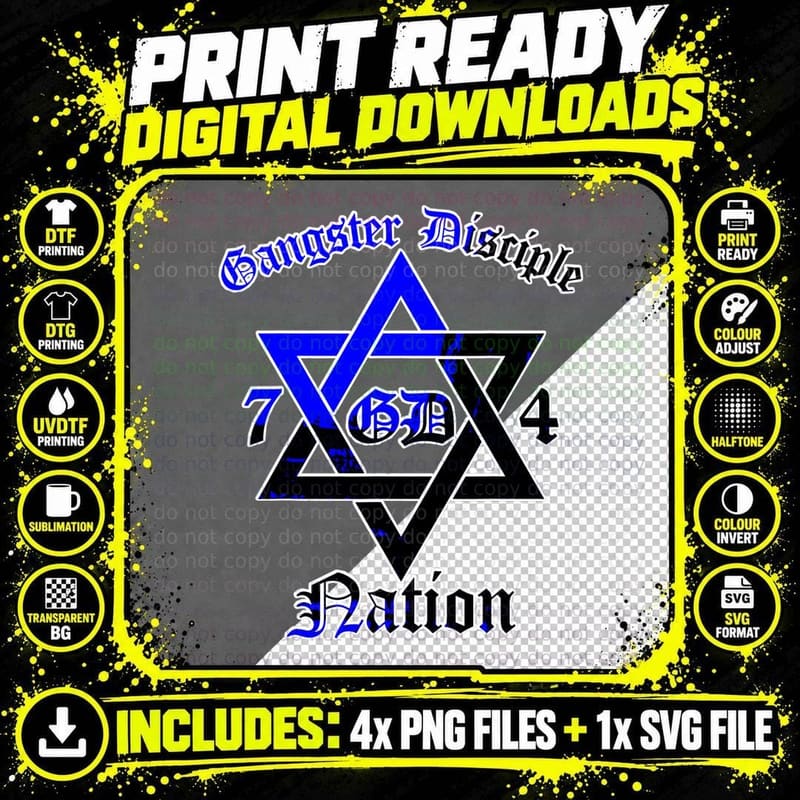 Gangster Disciple Nation GD 74 Folks GDN T-Shirt Png SVG Digital Bundle