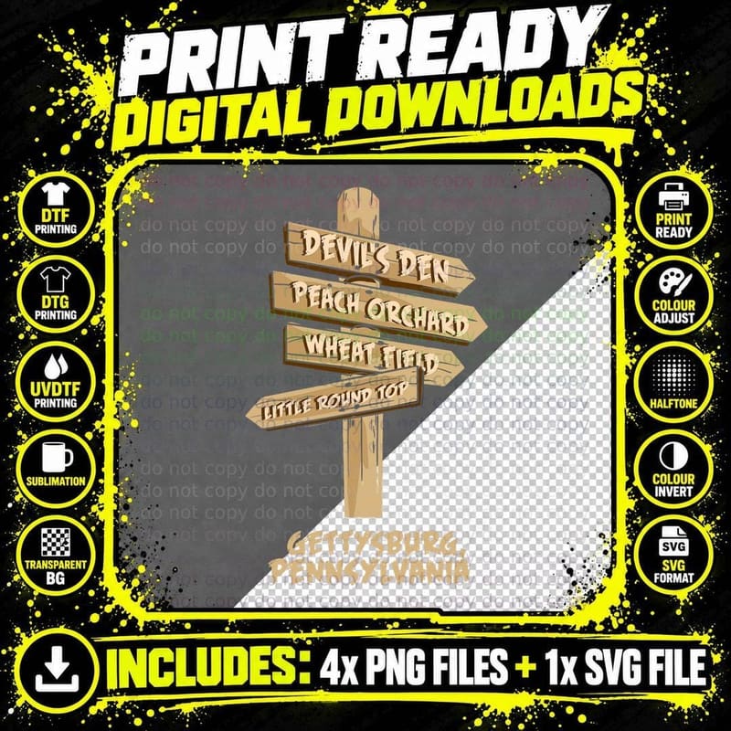 Gettysburg Pennsylvania American Civil War - US History Png SVG Digital Bundle