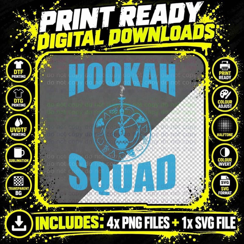 Hookah Squad Shisha Lovers Hookah Lighter Smoking Coal Png SVG Digital Bundle