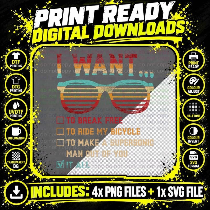 I Want to Break Free to Ride My Bicycle It All Gift Idea Png SVG Digital Bundle