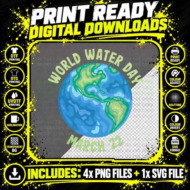 International World Water Day March 22 T-Shirt Png SVG Digital Bundle