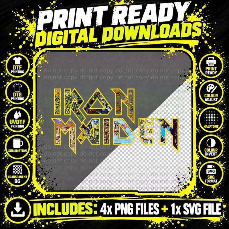 Iron Maiden - Eddie Logo T-Shirt Png SVG Digital Bundle