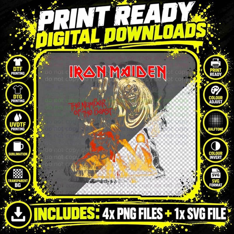 Iron Maiden - Number of the Beast Graphic T-Shirt Png SVG Digital Bundle