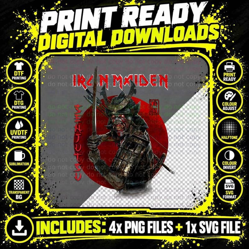 Iron Maiden - Senjutsu Eddie Red Circle T-Shirt Png SVG Digital Bundle