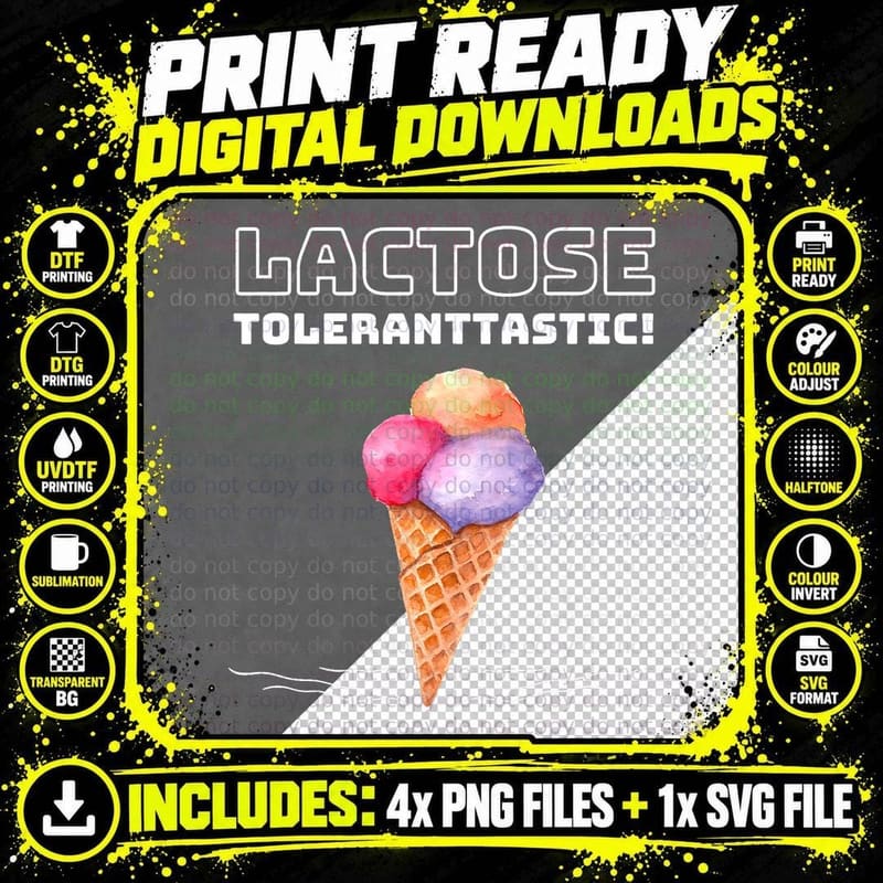 Lactose Toleranttastic Tolerate Lactose Fantastic Ice Png SVG Digital Bundle