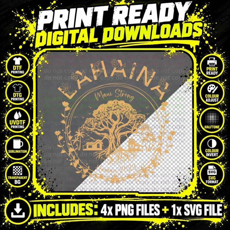 Lahaina Strong Maui Hawaii Old Banyan Tree Saving Squad Png SVG Digital Bundle