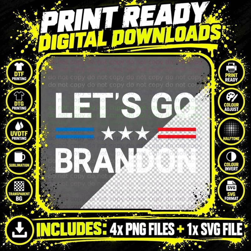 Let's Go Brandon US Flag T-Shirt Png SVG Digital Bundle