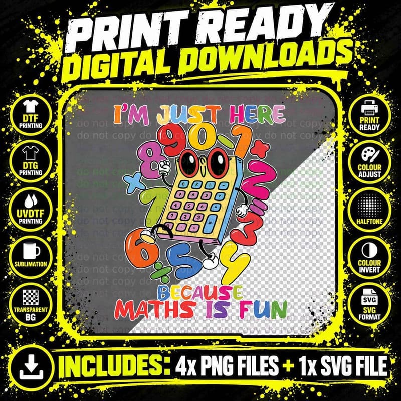 Maths Is Fun Calculator Number Day Math Day Costume Gift Png SVG Digital Bundle