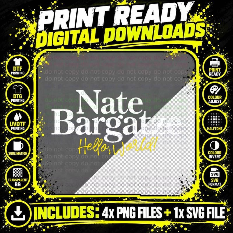 Nate Bargatze - Hello World T-Shirt Png SVG Digital Bundle