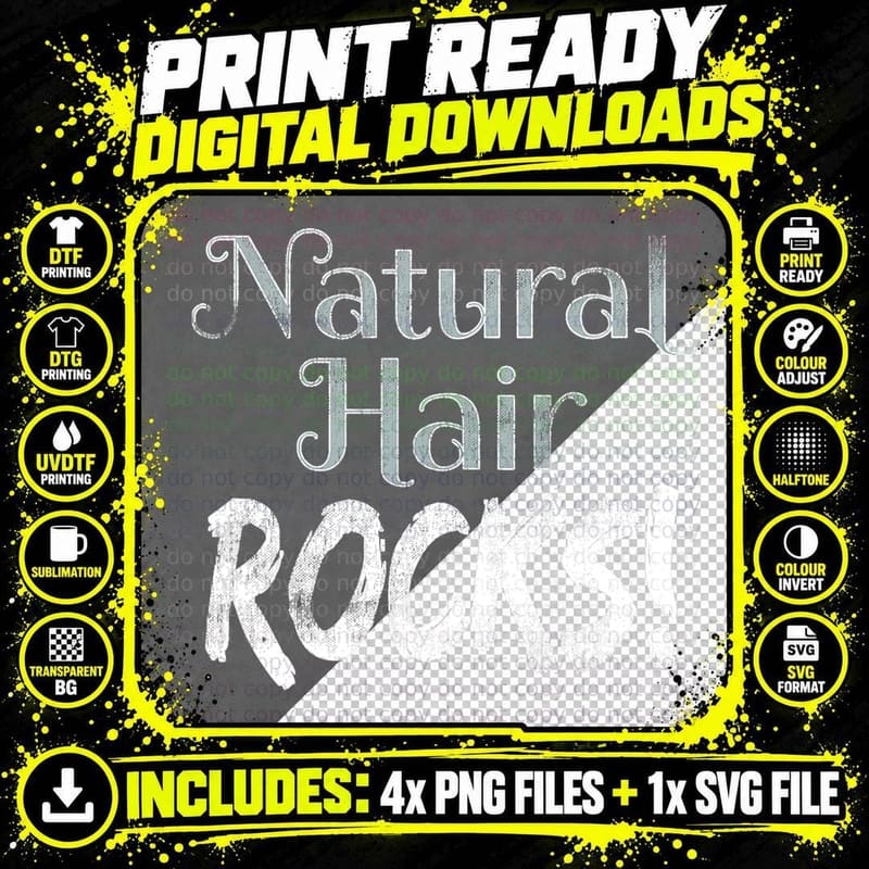 Natural Hair Shirts Natural Rocks Novelty T-Shirt Png SVG Digital Bundle