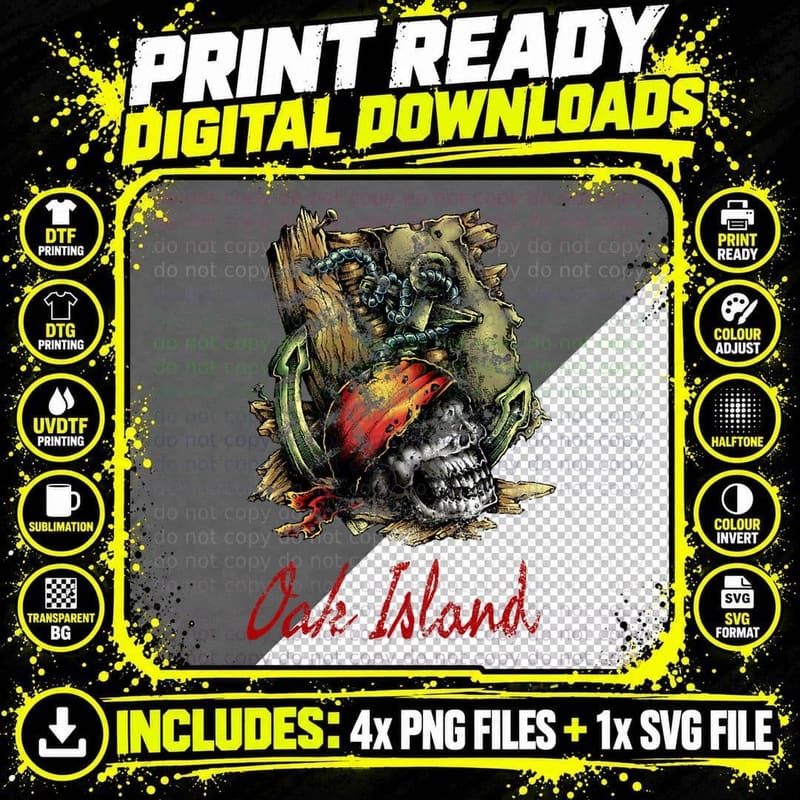 Oak Island Mystery Curse Pirate Map Knights Templar Png SVG Digital Bundle