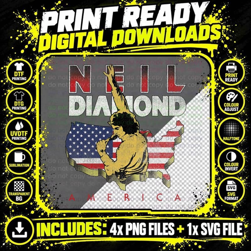 Official Neil Diamond America T-Shirt Png SVG Digital Bundle
