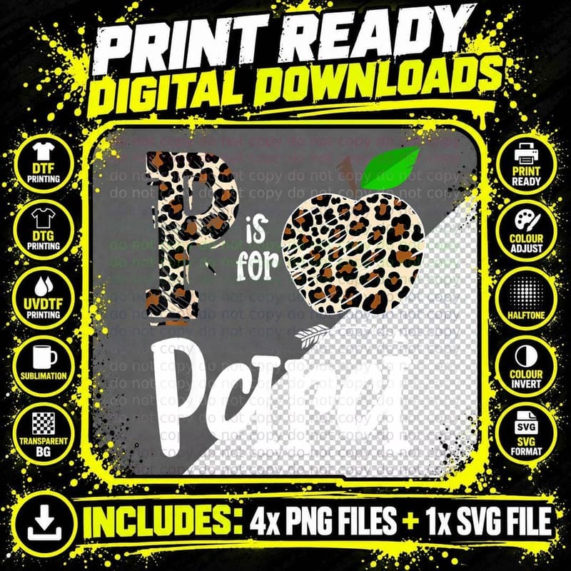 P Is for Paraprofessional Para Leopard Apple Para Squad Png SVG Digital Bundle