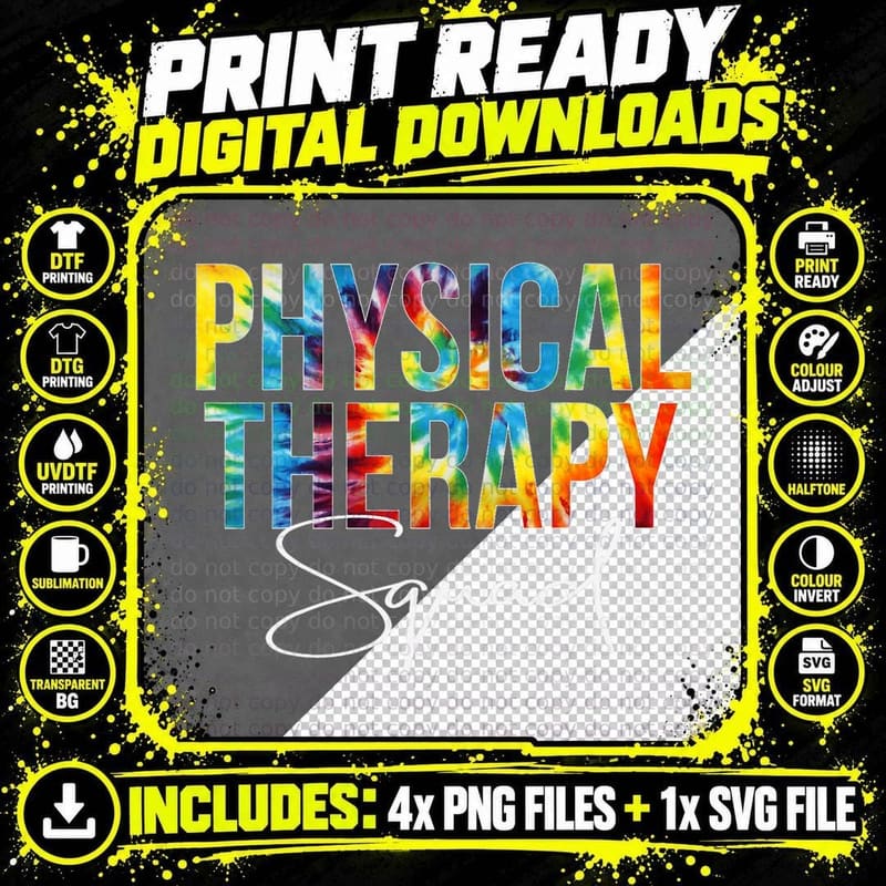 Physical Therapy Squad Appreciation Day Tie Dye Women Png SVG Digital Bundle