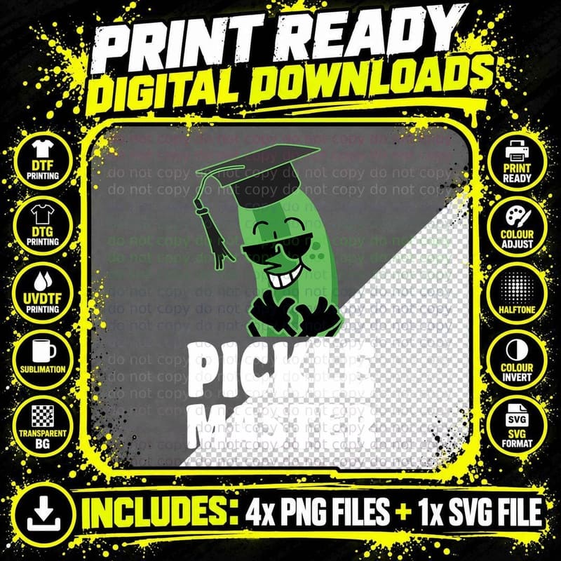 Pickle Master Cool Pickle T-Shirt Png SVG Digital Bundle