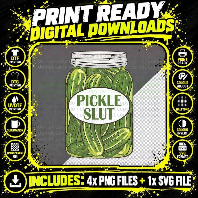 Pickle S.l.u.t for Pickle Lovers T-Shirt Png SVG Digital Bundle