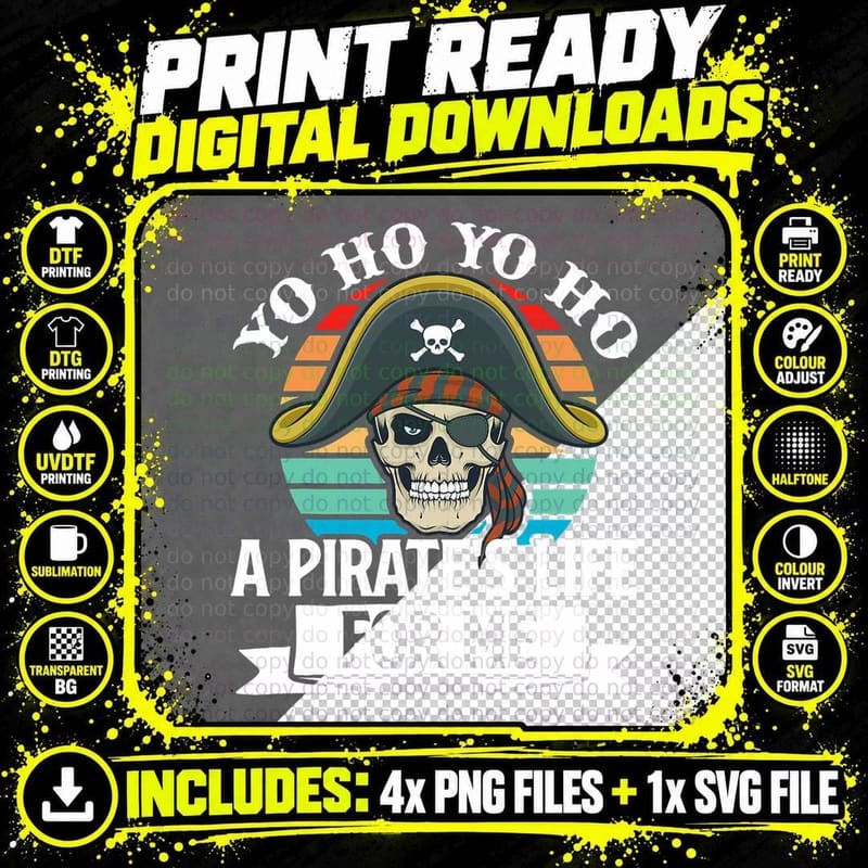 Pirate Buccaneer Yo Ho Yo Ho a Pirate's Life for Me Png SVG Digital Bundle
