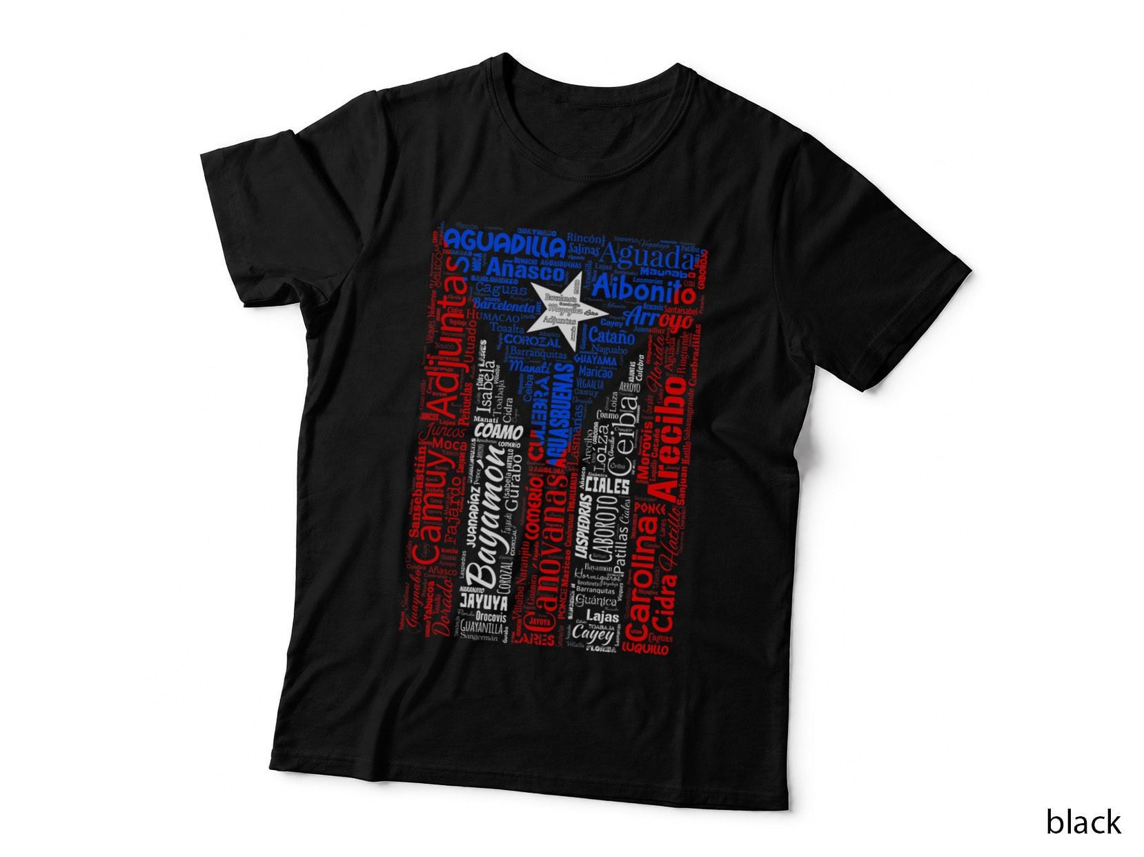 Puerto Rican Flag Shirt with Towns and Cities of Puerto Rico T-Shirt